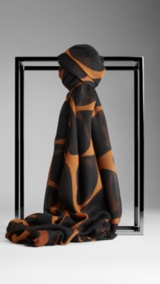 Animal Print Cashmere Silk Scarf