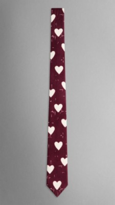 Heart Print Skinny Tie