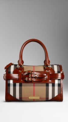 Medium Bridle House Check Belted Bowling Bag