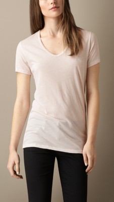 T-shirt en V en jersey de coton