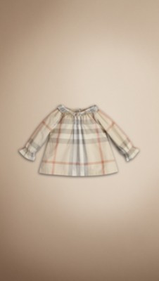 Check Frill Collar Top