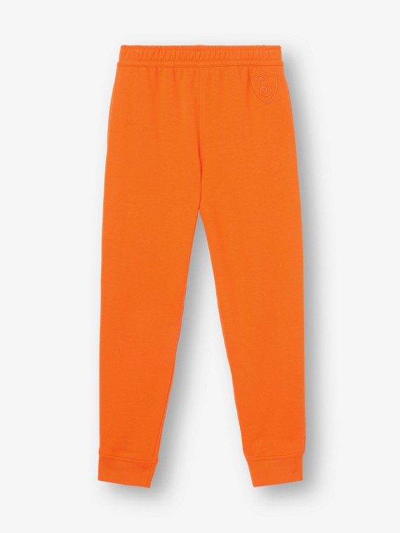Pantaloni da jogging in cotone con lettera ricamata (Arancione Intenso)