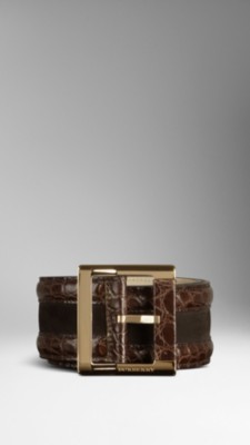 Suede and Caiman Leather Belt