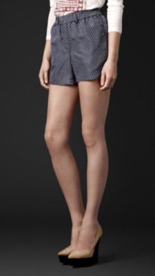 Silk Acorn Print  Shorts