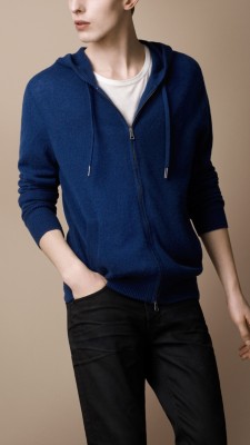 Zip-Front Cashmere Hooded Top