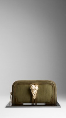 Country Animal Suede Nubuck Clutch Bag