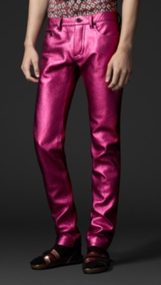 Metallic Leather Jeans