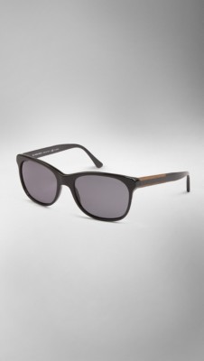 Wood Detail Square Frame Sunglasses
