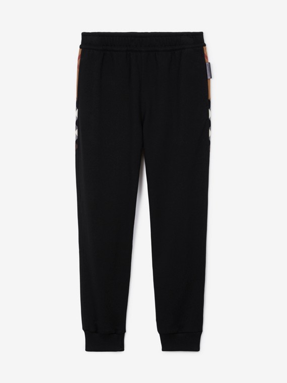 Pantalones de jogging en algodón con paneles a cuadros (Negro)