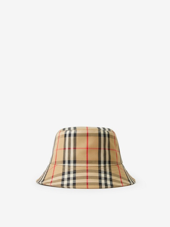Chapéu Bucket de algodão tecnológico em Vintage Check (Bege Clássico)