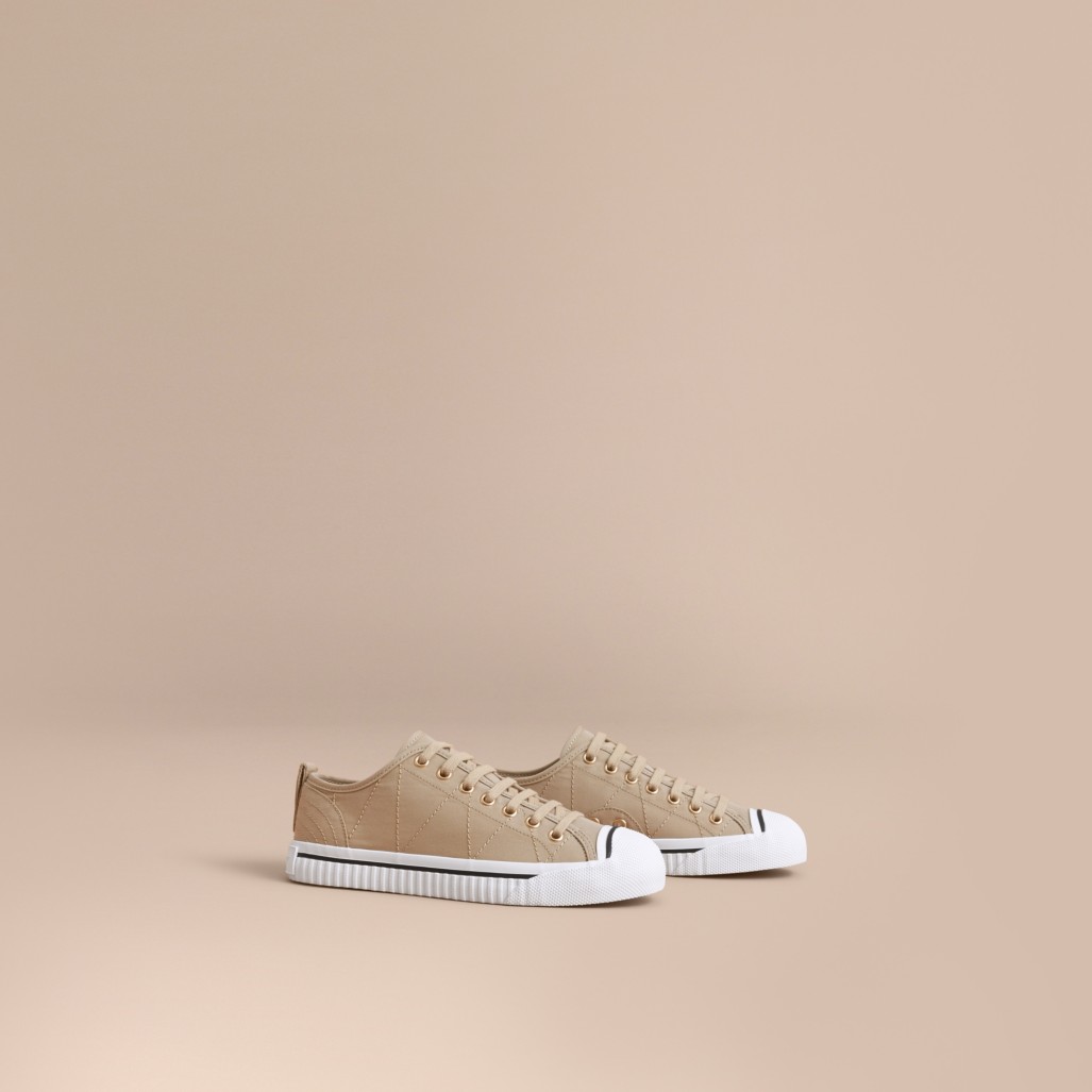 topstitched cotton gabardine sneakers image01