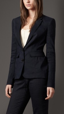 Peplum Detail Stretch-Linen Jacket