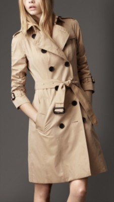 Long Cotton Gabardine Trench Coat