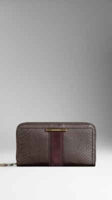 Python Leather Ziparound Wallet