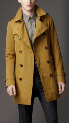 Mid-Length Cotton Gabardine Trench Coat