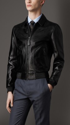 Pocket Detail Leather Blouson