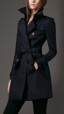 Mid-Length Cotton Gabardine Trench Coat