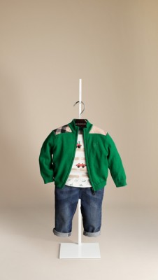 Check Panel Cotton Cardigan