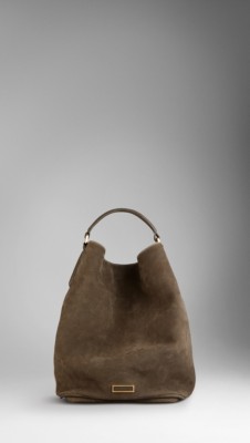 Large Suede Nubuck Leather Hobo Bag