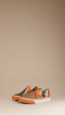 Check Canvas Slip-On Trainers