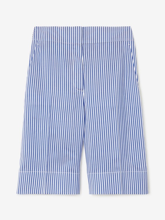 Pantalones cortos de vestir en seda a rayas (Azul/blanco)