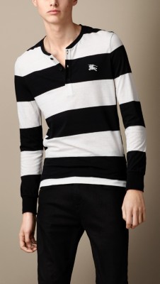 Block Stripe Cotton Blend Henley