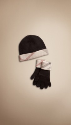 Cotton Cashmere Gloves and Beanie Set