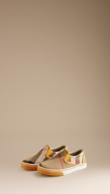 Check Canvas Slip-On Trainers