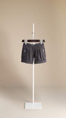 Zip Detail Turn-Up Shorts
