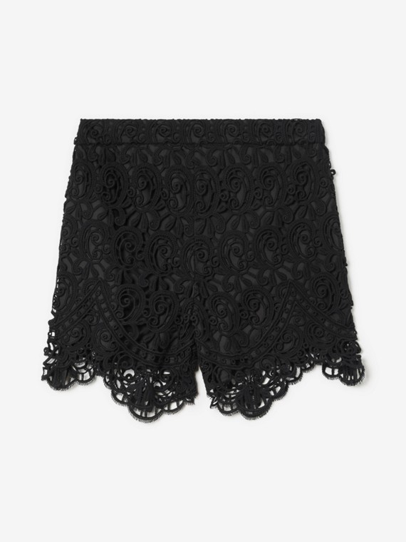 Pantalones cortos en encaje de macramé (Negro)