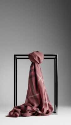Check Wool Silk Scarf