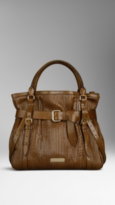 Large Python Leather Tote Bag