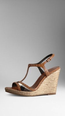 Studded Check Espadrille Wedges