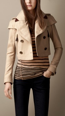 Cropped Cotton Trench Jacket