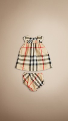 Cap Sleeve Check Cotton Dress