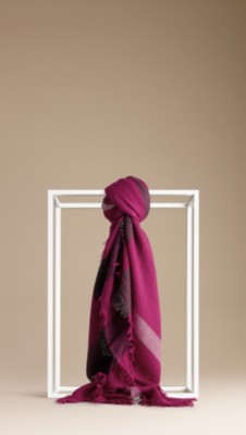 Check Wool Cashmere Square