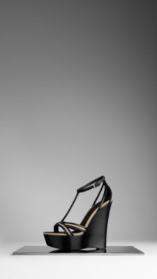 Cotton Gabardine Belted Platform Sandals