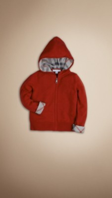 Check-Lined Cashmere Hooded Top