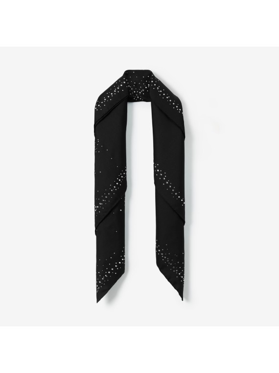 Seiden-Karreeschal mit Kristall-Rittermotiv (Schwarz)