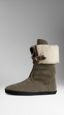 Shearling-Lined Suede Weather Boots