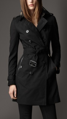 Mid-Length Gabardine Zip Detail Trench Coat