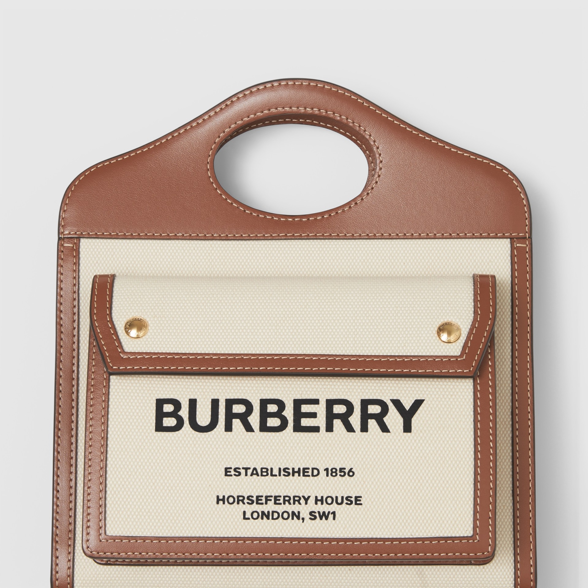 mini two tone canvas and leather tb bag