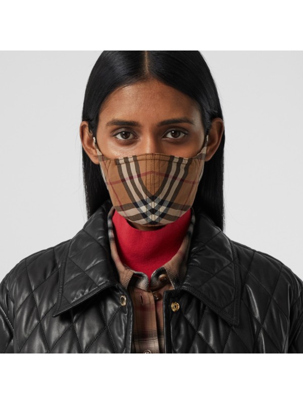 Vintage Check Cotton Face Mask in Birch Brown | Burberry - cell image 2