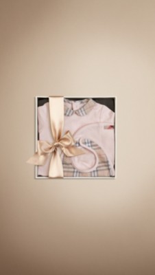 Check Collar Bodysuit Baby Gift Set