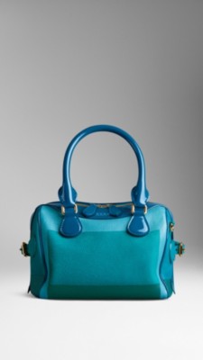 Turquesa intenso/bluebell Bolsa The Mini Bee em couro pintado à mão com acabamento envernizado - Imagem 1