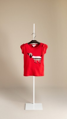Dog Print Ruffle Sleeve T-Shirt