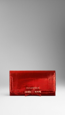 Metallic Lizard Leather Continental Wallet