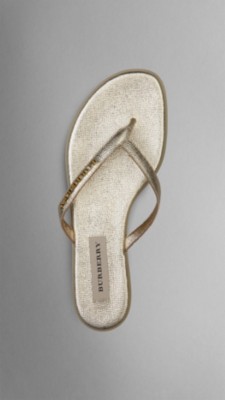 Metallic London Leather Flip Flops