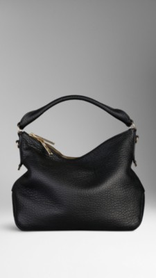 Small Heritage Grain Leather Hobo Bag