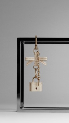 Grainy Leather Padlock Key Charm